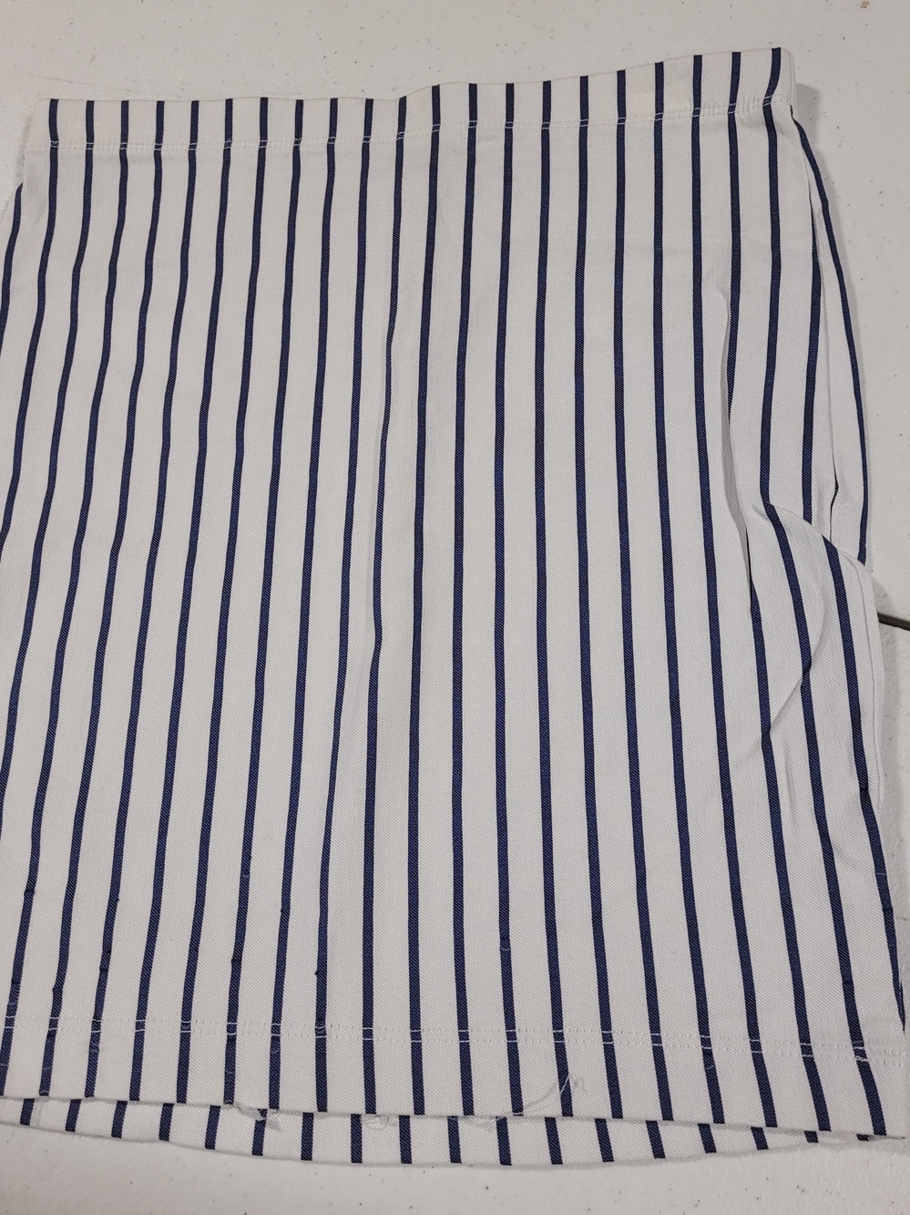 Forever 21 White Tee with Navy Vertical Stripes